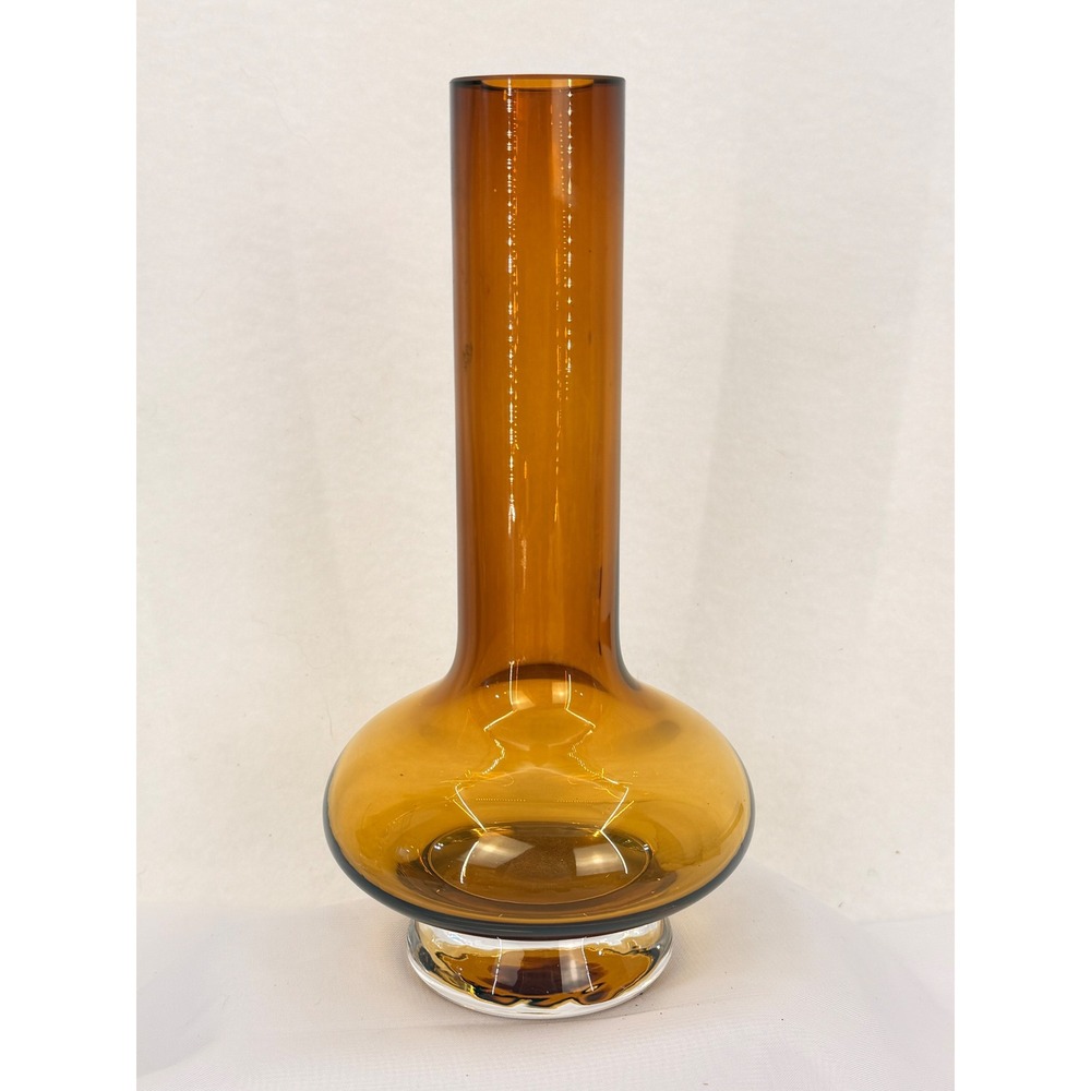Marquis by Waterford Amber Glass Bud Vase Mid Century Modern Style 9.75 Inch